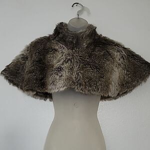 French Connection Rabbit Fur Combo Bettina Cape